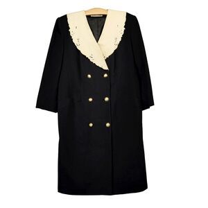 Vintage Lilli Ann Peacoat Dress Women's Long Sleeve Black Double Breasted